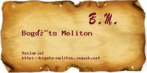 Bogáts Meliton névjegykártya